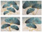 Tischsets Café Esstisch Platzsets Farmhouse Petrol Gold Ginkgo Biloba Muster Waschbare Platzset Esszimmer Leinen Türkis Platzmatten Tischdekorations Platzdeckchen 45x32cm