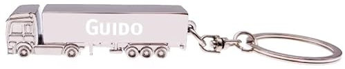 LKW-Schlüsselanhänger mit Namen - Silber - Guido, silberfarben