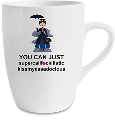 Giftme Mary Poppins Secret Santa Supercalifragilistic Rude Sweary Novelty Mug, Unique Ceramic 13 oz Marrow Cup/Mug.