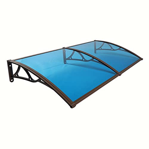 E ECATEE Outdoor Aluminiumlegierung Klammer Traufe Türvordach,Terrasse Sonnenschirm Vordach,UV-Beweis Polycarbonat Haustürvordach,DIY Fenster Markise,Mehrfache Größe,Tiefe 60/80cm (60x360cm/24 x142)