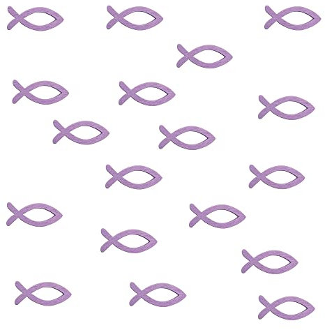 Oblique Unique® 18 Holz Fische in Lila Echtholz als Tischdeko Streuartikel Streudeko für Taufe Kommunion Konfirmation Firmung Taufdeko Mädchen