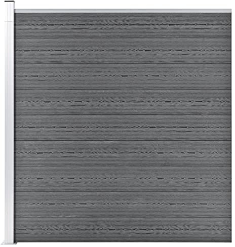 Tidyard Panneau de clôture, de jardin, pour extérieur, WPC, gris, et aluminium, 175 x 186 cm, clôture de jardin, clôture extérieure, panneau mural, panneau de séparation extérieur