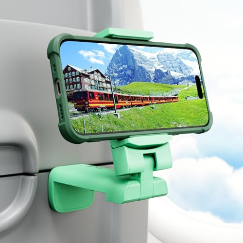 Klearlook Handyhalterung Flugzeug, Handyhalter Flugzeug Reise Gadgets, 360° Verstellbare Handy Halterung Flugzeug Gadgets, Urlaub Travel Essentials Handy Ständer für iPhone,Reisen,Flugzeug,Büro-Grün