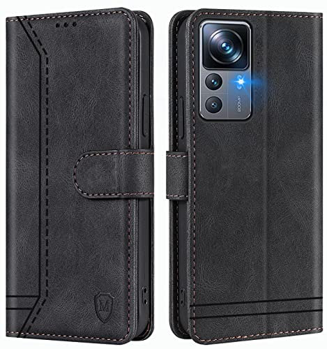 GoodcAcy Handyhülle für Xiaomi 12T Pro/Xiaomi 12T Hülle Handyhülle Leder Klappbar Schutzhülle Tasche Wallet Brieftasche Cover Flip Case für Xiaomi 12T Pro/Xiaomi 12T Klapphülle Schwarz