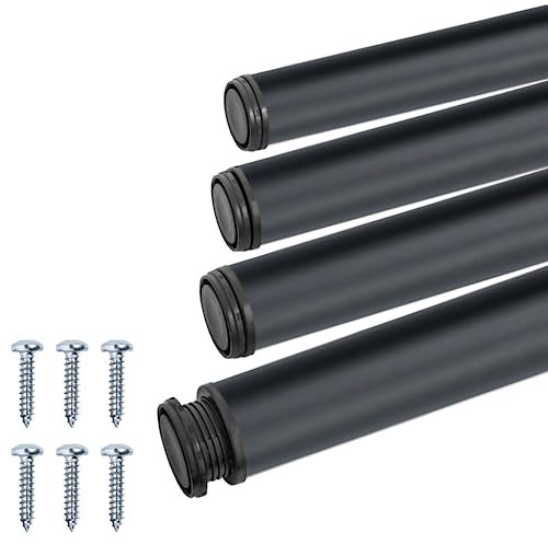 Gedotec Tischbeine Metall Schwarz matt Eco D 60 mm [EXTREM STABIL] 4 Stück Tischfüße Schwarz I Tischbeine Höhenverstellbar Höhe 710 mm + 30 mm inkl. Befestigungsmaterial I Schreibtisch Beine