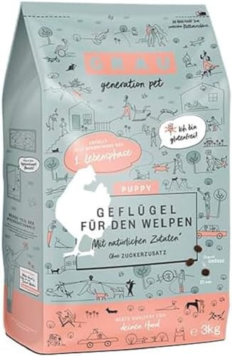 GRAU – das Original – Trockenfutter für Hunde - Puppy - Geflügel, 1er Pack (1 x 3 kg), glutenfrei, für deinen Welpen