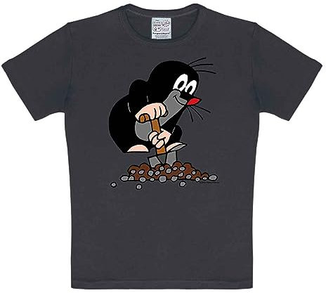 Logoshirt® TV I Der kleine Maulwurf I Hügel I T-Shirt Print I Kinder I Mädchen & Jungen I kurzärmlig I blau-grau I Lizenziertes Originaldesign I Größe 104/116