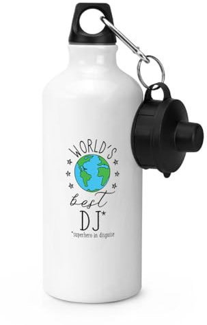 Gift Base World's Best DJ Sportflasche, 600 ml, Weiß