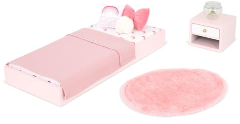 Our Generation – Puppenhausmöbel – Plattformbett & Nachttisch – 46 cm Puppenzubehör – Fantasiespiel – Spielzeug für Kinder ab 3 Jahren – OG Sweet Snuggles Schlafzimmer-Set