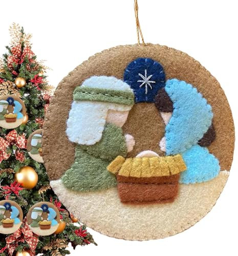 Sollee Weihnachtskrippe Filzornament | Stimmungsvoller Krippenanhänger aus Filz, wiederverwendbar | Weihnachtsdekorationen für Rucksäcke, Schlüsselanhänger, Wände, Autospiegel