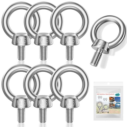 Ringschraube M6, 6 Stück 304 Edelstahl Augenschraube, Ring Augenbolzen Runde Ringbolzen, Hardware Ringschrauben, Augbolzen Für Rolle Des Befestigens Und Hängens Ornamente, Blumentöpfe
