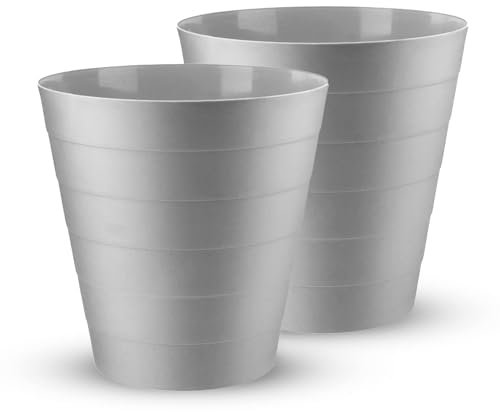 VIVAAS Plastic Waste Paper Bin 6L Round Waste Basket Trash Can Lightweight Rubbish Bin for Kitchen, Bedroom, Bathroom, Outdoor Garbage Container Dustbin Waste Basket Pack Of 2 (Grey)