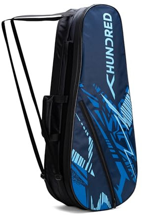 HUNDRED Metro Pack Badminton Kit-Bag (Navy, Large) | Unisex | Material: Polyester | 3 Spacious Compartments | Double Zipper Closure