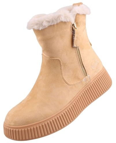 Dockers by Gerli Damen Combat Boots, Frauen Stiefeletten,warm gefüttert,schnürstiefel,Winterstiefel,Winterschuhe,Stiefel,Sand,42 EU