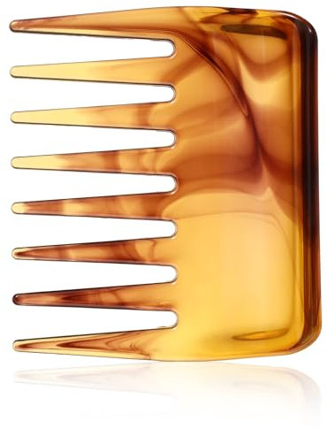 Pettine per ricci naturali, pettine a denti grossi, ambrati, larghi, resistenti al calore, per donne e uomini, acconciature ricci, bagnate, lunghe