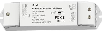 Dimmer dimmerabile 1CH*2A RF 0-10V 1-10V AC100-240V 200-480W Dimmer triac a taglio di fase S1-L adatto for luci LED dimmerabili