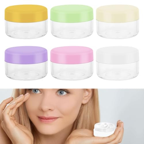 6 Pcs Cream Travel Pots, 10ml Tubs, Small Make Up & Moisturiser Containers