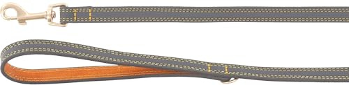 Flamingo Leine für Hund Virginia grau 130cm 15mm - Karabinerhaken mit einem matten goldfarbenen Finish - Mit Ring für Zubehör