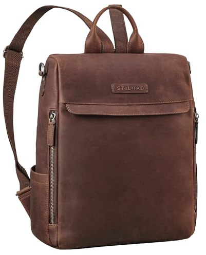 STILORD Tarik 2-in-1 Diebstahlsicherer Rucksack Leder - Multifunktional als Lederrucksack oder Umhängetasche, ideal als Cityrucksack Crossbody Tasche Daypack Echtleder Farbe:sapelli - braun