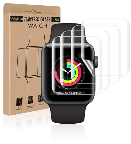 Bodyguard 4 Stück Schutzfolie für Panzerglas für Apple Watch Series 4/5/6/se (40mm), Weiches TPU, Kratzfest und Keine Blasen, Wasser und schweißbeständig, Ultra-Klar Displayschutz für iWatch 40mm