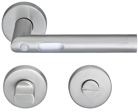 MeinTürgriff LED-Türgriff Orbit Türdrücker BB PZ WC Edelstahl matt Türgriff Drückergarnitur, Typ:WC- Bad/WC