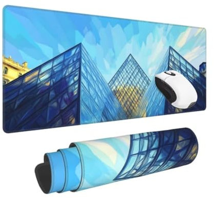 Gaming Mauspad XXL Architektur Großes Mousepad 1200 * 500mm rutschfeste Schreibtischunterlage Landschaft Mouse Pad mit Vernähte Kanten Verbessert Mauspad Groß Geschwindigkeit und Präzision für Gaming