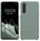 kwmobile Hülle kompatibel mit OnePlus Nord Hülle - Silikon Handy Case - Handyhülle weiche Oberfläche - kabelloses Laden - Rainwashed Grün