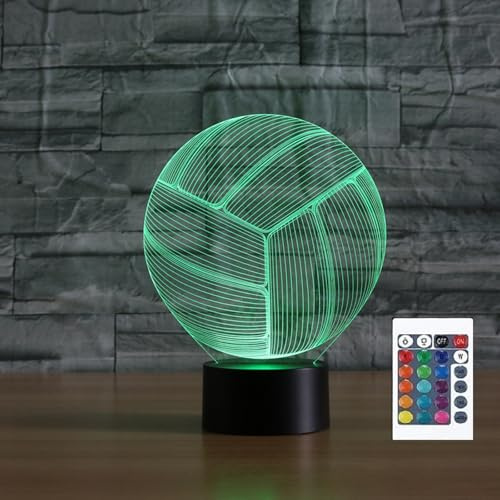 FLRXHK - 3D Touch Volleyball Tischlampe mit Fernbedienung, 16 optische Farben, USB, LED, Nachtlicht, für Kinderzimmer, Dekoration
