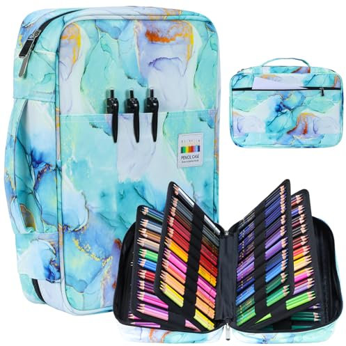 Likorlove Federmäppchen Groß mit 300 Schlitzen, Große Stifte-Aufbewahrungstasche, wasserdichte Tragetasche für Buntstifte, Marker, Gelstifte & Aquarellstifte – Geschenk für Schüler & Künstler (Grün)