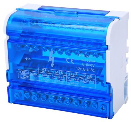 Scatola su Guida Din, Morsettiera 411 Scatola di Distribuzione Morsettiera su Guida Din 4 Livelli Monofase per Ingegneria Elettrica Gruppo Elettrico