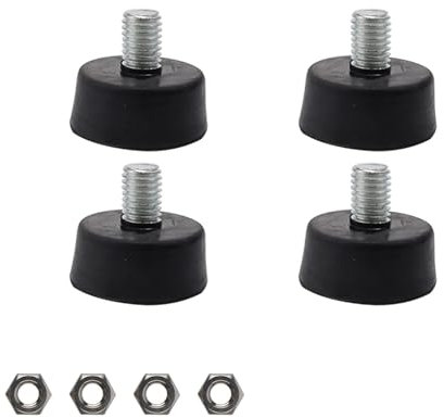 PARFCO Pieds Patins Ronds Anti-Vibrations Isolation, 4 Pièces Réglable Mise à Niveau Pied, Pieds à Vis M10 x 35 mm, Pieds de Nivellement Vissés Diamètre, pour Tables, Armoires, Machines