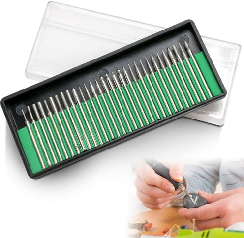 30Pcs 1/8 Shank Diamond Coated Burr Drill Bits for Engraving Carving Rotary Tool(Ball Shape Head)