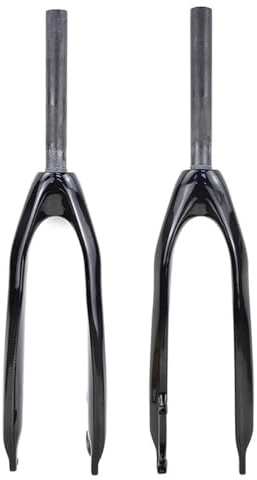 BSFHQS Trial Bikes Fourches Rigides 20 24 Fourches Avant De Vélo en Fibre De Carbone Frein À Disque Fourches À Droit 1-1/8 Fourche Dure À Libération Rapide 9 * 100mm(Gloss Black,24in)