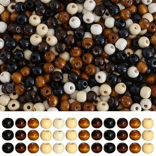 HERZWILD ca.1000pcs Holzperlen mit großem Loch 8mm Natur HolzKugeln Bastelperlen zum Auffädeln für DIY Halskette Armband Haarschmuck (1000)