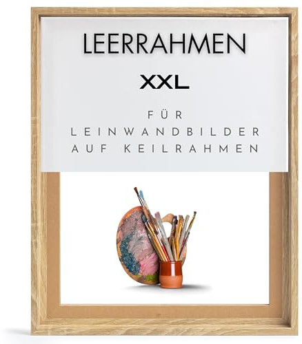 NB Akzent Schattenfugenrahmen XXL 120x120 cm - Sonoma Eiche – Leerrahmen mit Tiefeneffekt aus MDF Holz in zerlegter Form – für Leinwandbilder auf Keilrahmen