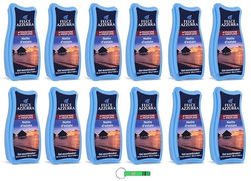 12 deodoranti Felce Azzurra Gel Notte d'Estate – Assorbente odore 140 g + portachiavi Beni Culinari gratuito
