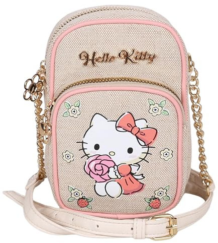Hello Kitty Bustina in LINO, borsetta piccola con tracolla regolabile, mini borsetta GIOVANI 17x5x12 cm (Hello Kitty Lino)