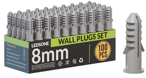 100Pz Tasselli e Viti Set(50 Tasselli da Parete,Vite Autofilettanti e Ancoraggio Espansione per Muratura, Mattoni, Cemento (8mm Solo presa a muro)