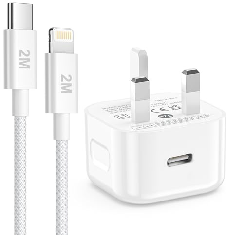 iPhone Charger Fast Charge, 20W PD USB C Charger Plug and 2M USB C to Lightning Cable Wire Lead [MFi Certified], USBC iPhone Fast Charger Plug for iphone 14 13 12 11 Pro Max XS X 8 7 6 Plus,iPad,iPod