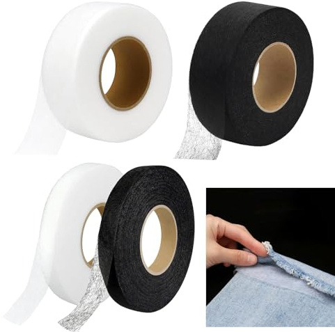 4 Piezas Cinta Dobladillo Plancha Termoadhesiva Ropa para Pegar Los Bajos Adhesiva Bajo de Cortinas,Dobladillos Sin coser Pantalones,Hilo Termoadhesivo para, 25 m/Rollo de Largo y 10 mm Ancho,20mm