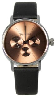 Gigandet Armbanduhr Damen Multifunktion Datum Edelstahl Leder Silber Braun G38-009