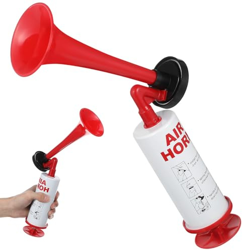 ULTECHNOVO Handheld Air Horn Fußball Fan Tröte Laute Sporthupe in Rot Leichtes Kunststoff Metall Design für Fußballspiele und Partys