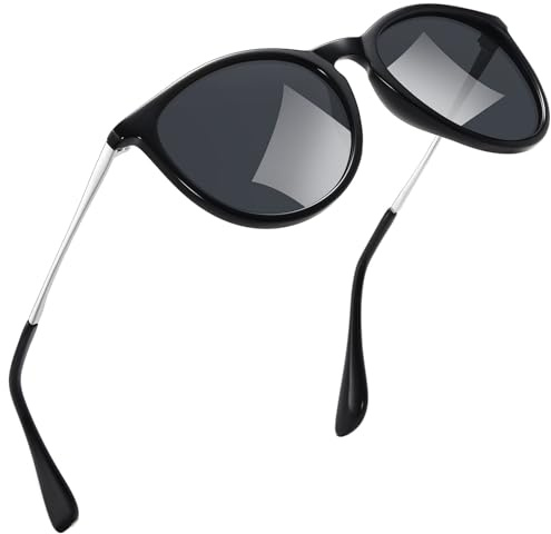 kunchu Sonnenbrille-Damen-Polarisierte-Sonnenbrille-Rund-UV400-im-Retro-Sonnenbrille-für-Damen & Herren Schutz Vintage