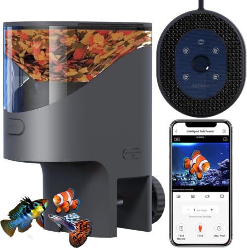 YAMOSO Wifi Automatic Fish Feeder for Aquarium, Flake Feeder with Camera | 2.4/5G Smart App Control, 200ml Precision Auto Fish Food Dispenser, Holiday Remote Feeding for Fresh Saltwater Tanks