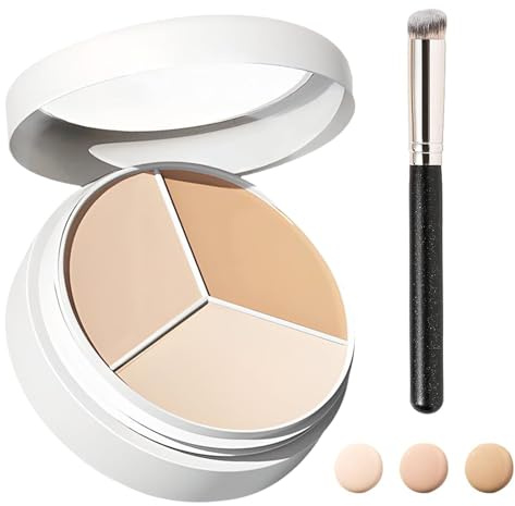 ZOMKIFA Palette 3-in-1 Correttore, 3 colori crema correttore con pennello 270, waterproof lunga tenuta, alta coprenza per occhiaie, trucco per tutti tipi di pelle