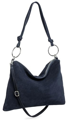 Caspar Samtweiche Wildleder Umhängetasche Damen Leder Schultertasche Modern Vintage Stil Handtasche - PREMIUM LINE - Modell No.858 - Made in Italy