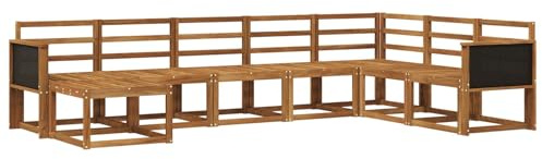 vidaXL Outdoor-Sofagarnitur 8 pcs Natur Massivholz Akazie, Moderner Garten Sofa, wetterfeste Eckcouch, Möbel zum Entspannen auf Terrasse, Patio Lounge und Komfortset