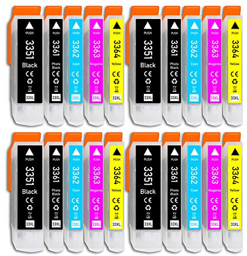 20er Multipack kompatibel mit Epson 33XL Druckerpatrone für Epson Expression Premium XP-530 XP-540 XP-630 XP-635 XP-640 XP-645 XP-830 XP-900 XP-7100