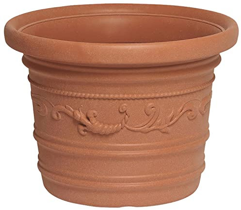 SATURNIA Macetero Resina Redondo, Color Terracota, Resistente, Ideal Exterior, 60 Cm Diametro.