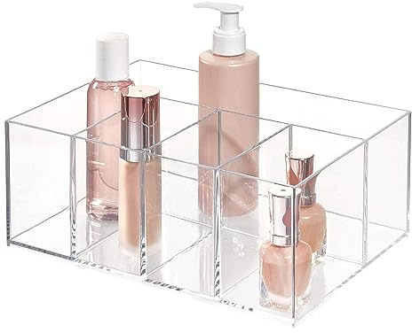iDesign Badezimmer-Organizer mit 5 Fächern, aus Kunststoff, The Clarity Collection – 25,1 x 17,5 x 10,2 cm, transparent
